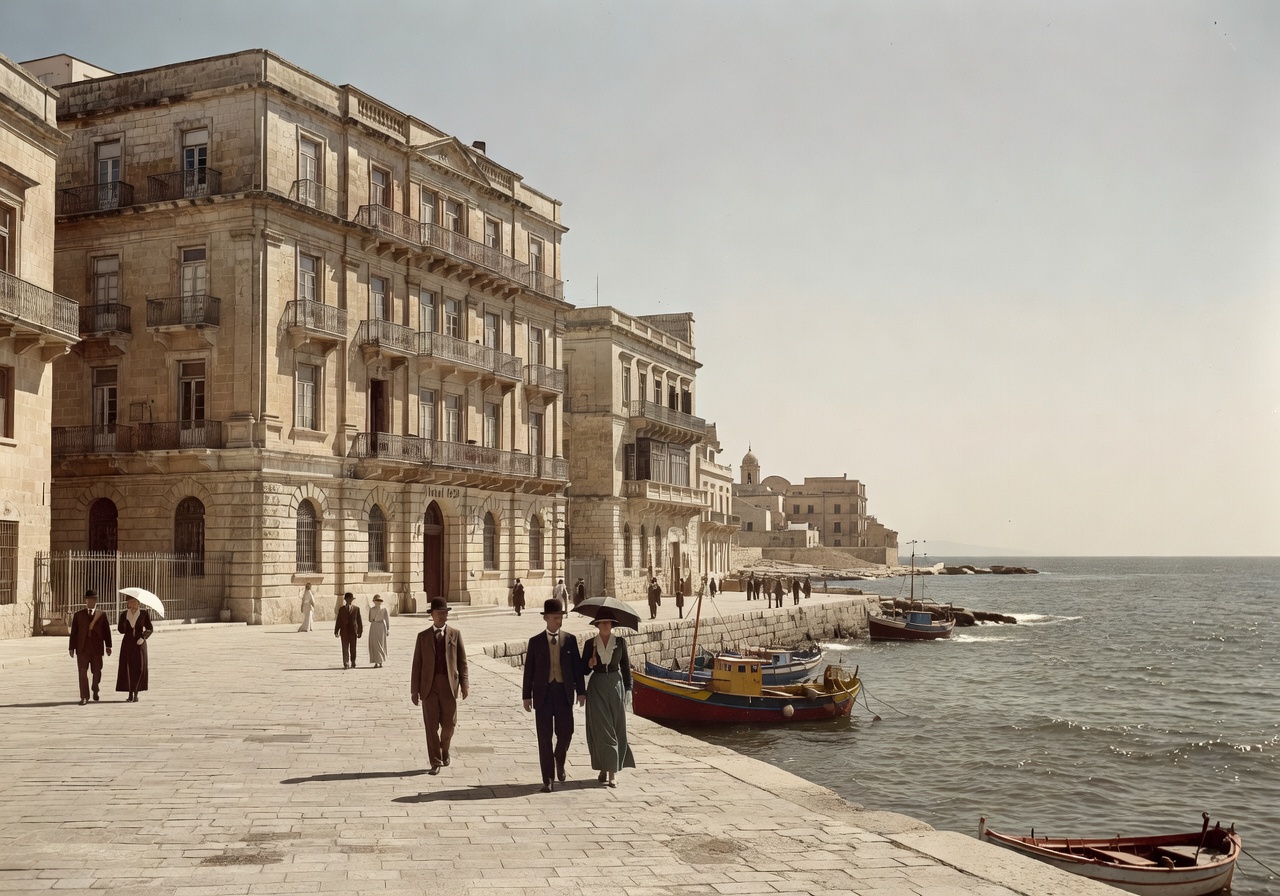 Map Sliema Malta seafront 1926 Hotel